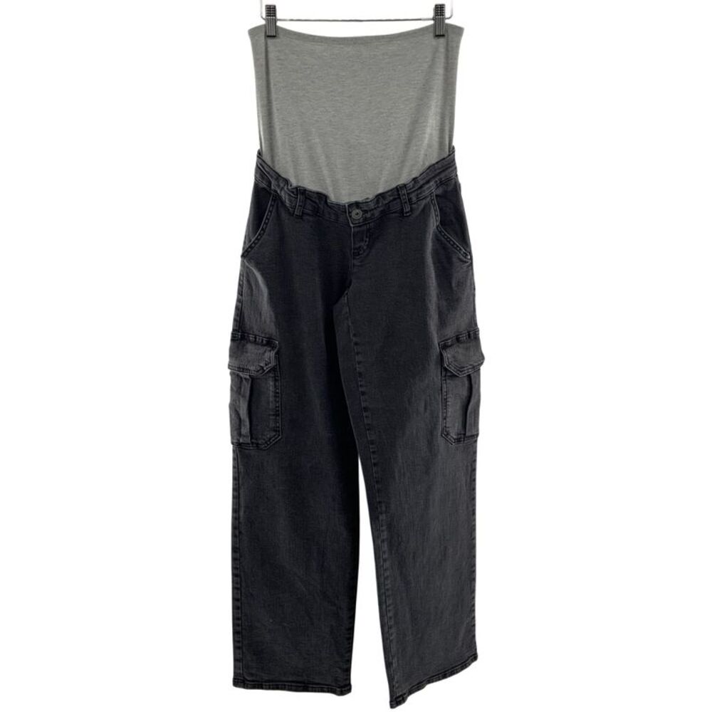 Vero Moda Women Maternity Ellie Wide Leg Cargo Jeans Black 29